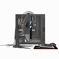 Modern computer monitor host chassis keyboard mouse 3d model