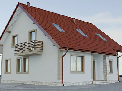 Modern single-family villa self-built 3d model