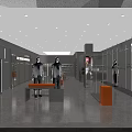 FBESING Modern Clothing Store With Window Display Mannequins And Orange Accents
