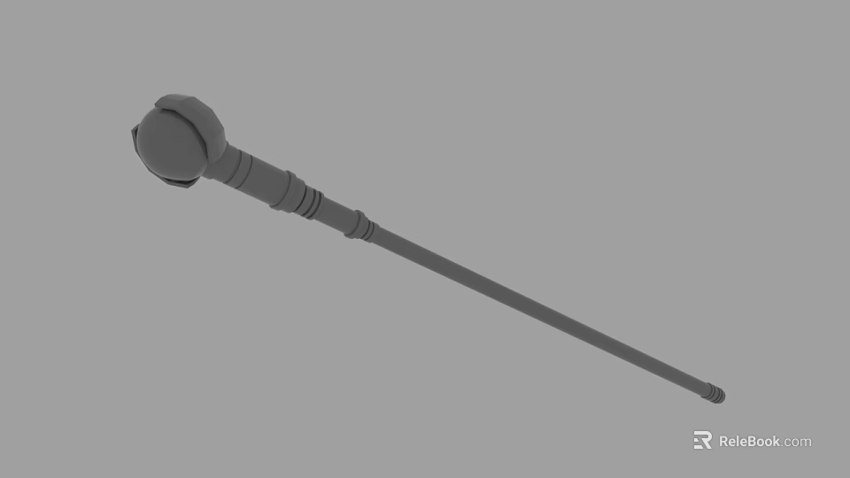 3D Model Of Decorative Long Staff With Spherical Top And Detailed Structure 3d model 