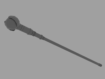 3D Model Of Decorative Long Staff With Spherical Top And Detailed Structure 3d model