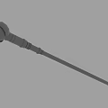 3D Model Of Decorative Long Staff With Spherical Top And Detailed Structure