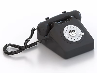 Vintage Black Rotary Dial Telephone With Classic Design And Coiled Cord 3d model