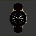 Elegant Modern Watch With Leather Strap Gold Case And Black Dial Timepiece