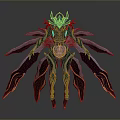 Intricate Sci Fi Mechanical Creature With Metallic Wings And Red Accents