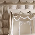 Elegant Ceiling Drapery Design With Soft Pleated Fabric And Hanging Decor Style 3d model