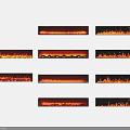 Different Decorative Flame Styles In Modern Fire Display Panels 3d model