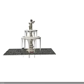 White Three Tiered Garden Fountain With Angel Statue And Gravel Base