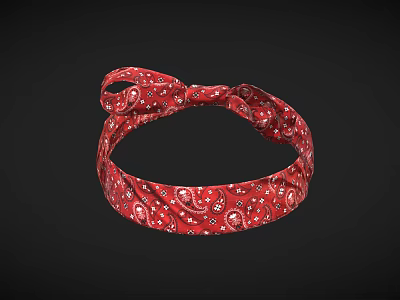 Red Paisley Pattern Headband Design With Intricate Floral Motifs And Soft Fabric 3d model
