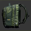 Green Camouflage Backpack With Practical Design Multiple Pockets And Badge For Daily Outdoor Use