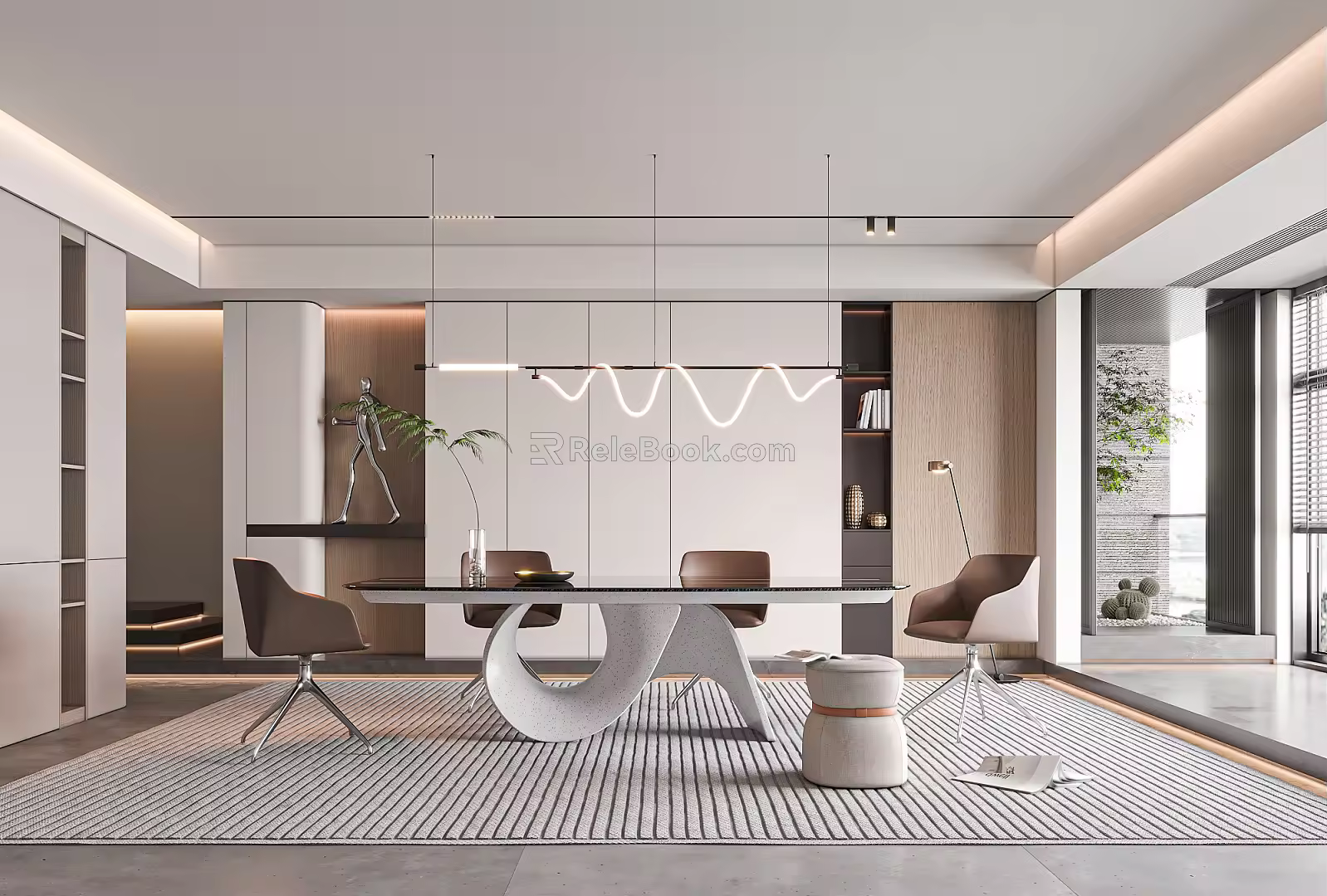 Modern dining table chair combination 3d model