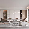 Modern dining table chair combination 3d model