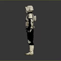Armored Character in White and Black Armor with Helmet and Protective Gear