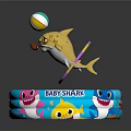 Baby Shark Themed Inflatable Baby Pool With Colorful Hoop And Shark Toy Holding Ball