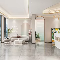 Modern Beauty Hair Salon Interior With Large Windows Sofa Seating Area And Elegant Reception Desk