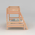 Wooden Bunk Bed with Side Ladder and Patterened Mattress for Kids Room