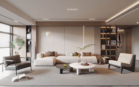 Modern Living Room Simple Villa Living Room 3d model