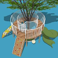 Modern play equipment children's tree house rotating slide landscape platform 3d model