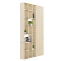 Wooden Shelf Unit With Multiple Compartments For Potted Plants And Books