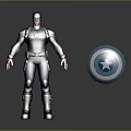 Captain America Action Figure In Blue Uniform With Red Gloves And Circular Shield