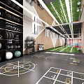 Spacious Yoga Studio Interior With Orange Yoga Mats 3d model