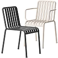 Modern Black And White Striped Metal Chairs With Armrests And Simple Design