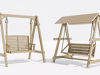 Modern Swing Chair Swing Combination Wooden Swing Outdoor Swing Hanging Chair 3d model