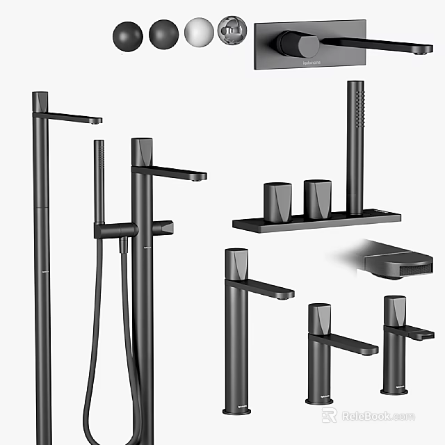 Modern Stylish Bathroom Faucets With Shower System And Accessory Sets Design 3d model 
