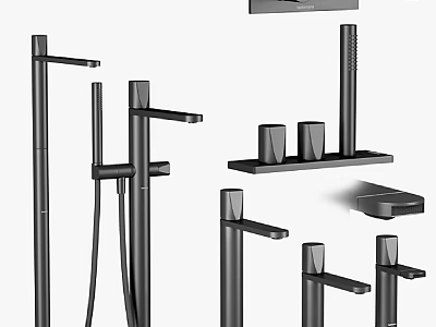 Modern Stylish Bathroom Faucets With Shower System And Accessory Sets Design 3d model