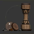 Pair of Wooden Dumbbells As Household Fitness Tools With Small Blocks And Cylindrical Parts