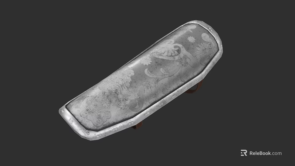 Silver Decorative Weapon Scabbard With Intricate Floral Patterns And Ancient Design 3d model 