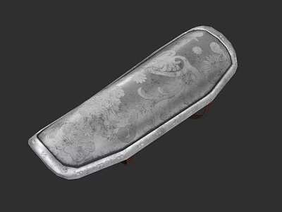 Silver Decorative Weapon Scabbard With Intricate Floral Patterns And Ancient Design 3d model