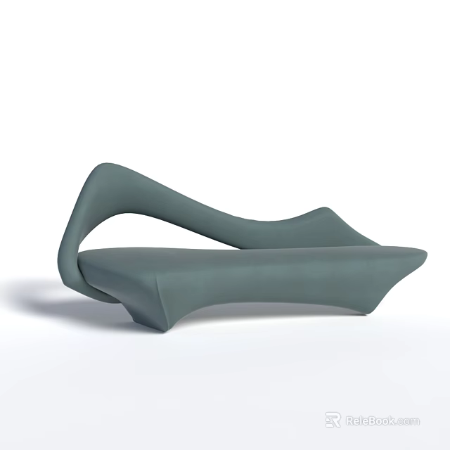 Modern Multi Person Sofa With Sleek Curved Lines And Gray Upholstery Design 3d model 
