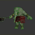 Elephant Warrior Character With Tusks Holding Large Battle Axe With Armor And Belt