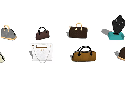 Various Stylish Handbags In Different Colors And Classic Designs 3d model