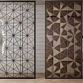 Modern Decorative Room Dividers Featuring Geometric Grid And Triangle Patterns 3d model