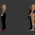 Shirtless Men In Various Poses With Different Pants And Arm Guards 3D Character Models