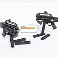 Two Black Submachine Guns With Stands And Attachments On White Background 3d model