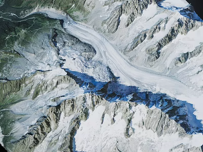 Alpine Mountain Terrain Featuring Snow Capped Peaks Glaciers And Rocky Ridges 3d model