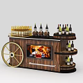 Wooden Wine Cabinet With Wheel Design And Multiple Shelves For Wine Bottles