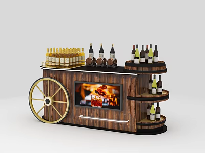 Wooden Wine Cabinet With Wheel Design And Multiple Shelves For Wine Bottles 3d model
