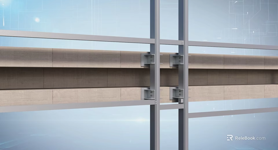 Contemporary Construction Structure With Metal Frame Glass Panels And Concrete Supports 3d model 