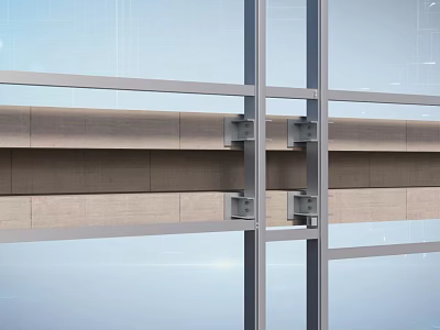 Contemporary Construction Structure With Metal Frame Glass Panels And Concrete Supports 3d model