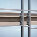 Contemporary Construction Structure With Metal Frame Glass Panels And Concrete Supports