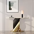 Elegant Luxury Entrance Hall With Wall Art Table Lamp And Decorative Objects