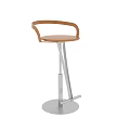 Modern Bar Stool With Curved Wooden Backrest And Metal Frame Base