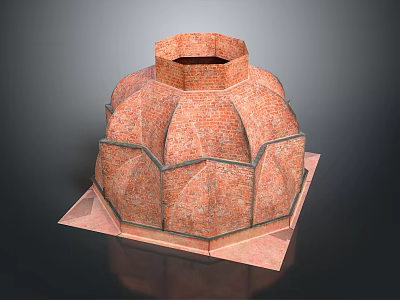 Industrial Plant Red Brick Circular Architectural Structure Design With Open Top 3d model