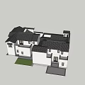 Ancient Chinese Architectural Complex With Tile Roofs White Walls And Courtyard Design 3d model