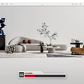 Modern sofa coffee table combination 3d model
