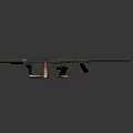 Black Modern Tactical Submachine Gun With Metallic Finish Magazine And Ammunition Bullets